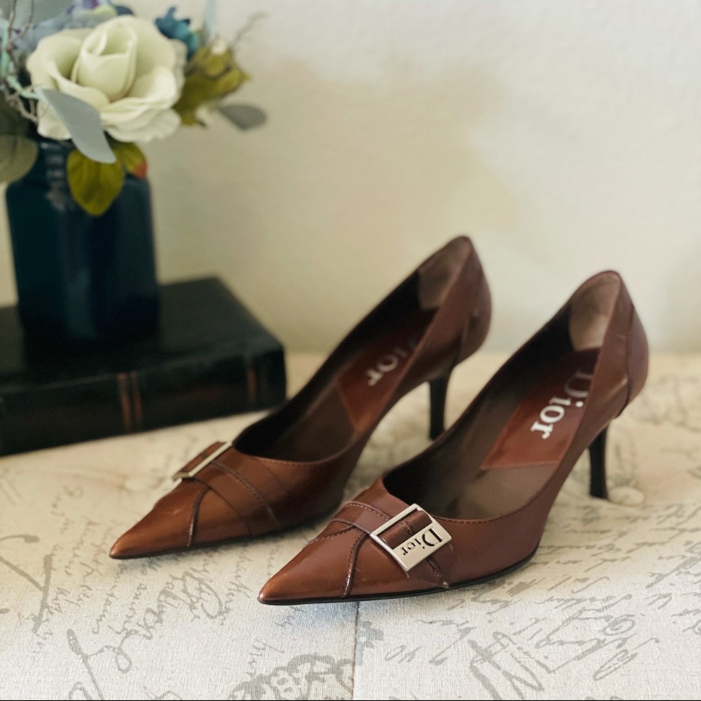 Christian Dior Brown Leather Point Toe Heel